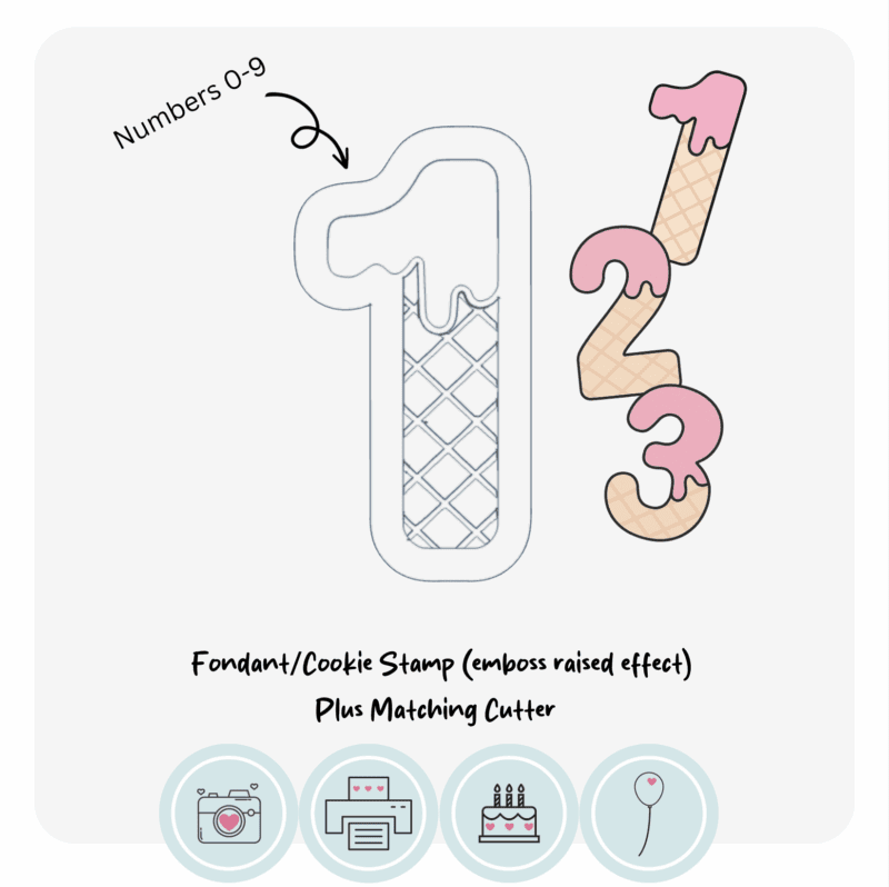 Number ice cream Stamp and cutter